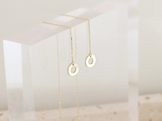 Kolczyki złote przeciągane z kółeczkiem z ringiem