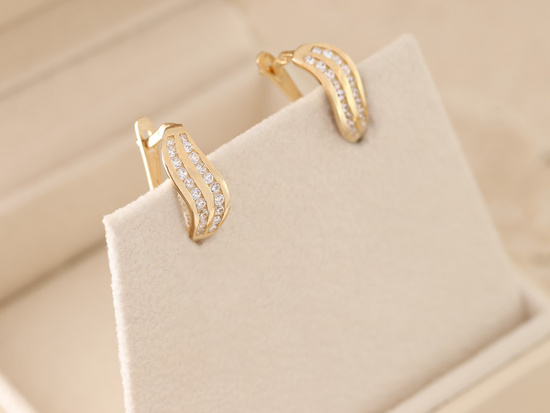 Kolczyki złote angielskie z cyrkoniami