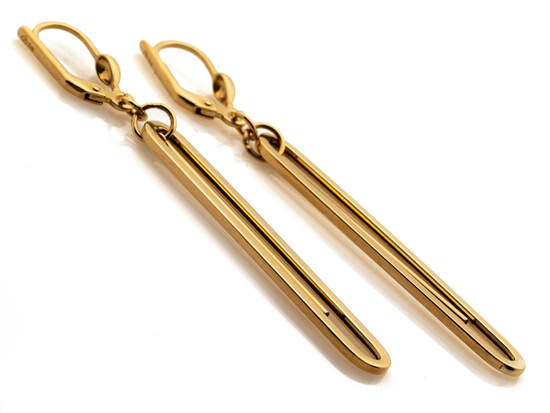 Kolczyki złote długie sztywne modne ruchome