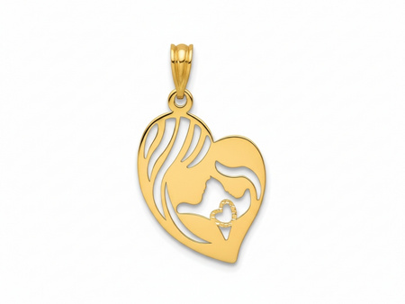 Zawieszka złote serce kobieta z dzieckiem dla mamy