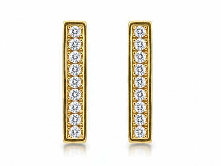 Kolczyki złote sztyfty z prostym elementem z cyrkoniami