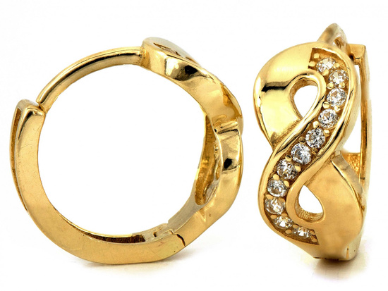 Kolczyki złote angielskie z nieskończonością