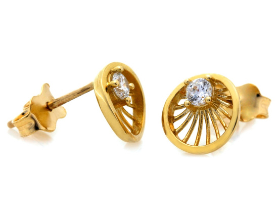 Kolczyki złote na sztyfcie z cyrkonią