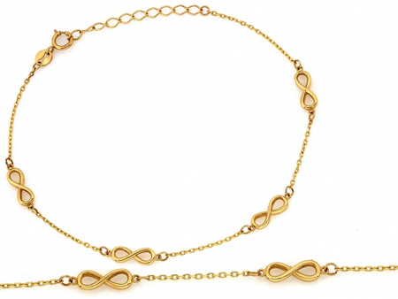 Bransoletka złota delikatna z nieskończonościami