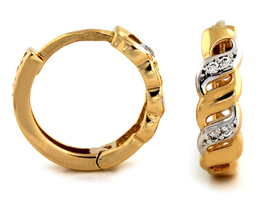 Kolczyki złote małe ozdobne kółka z cyrkoniami