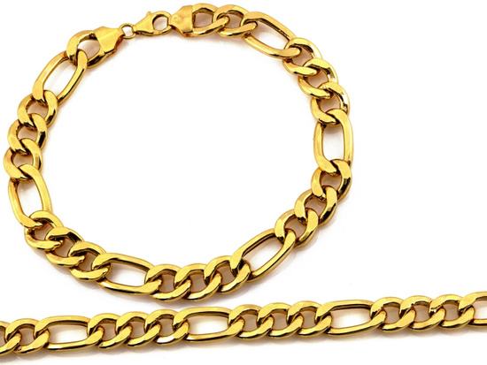Złota bransoletka gruba męska figaro