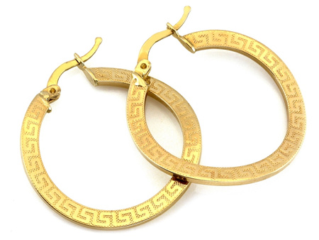 Kolczyki złote koła z greckim wzorem 31mm