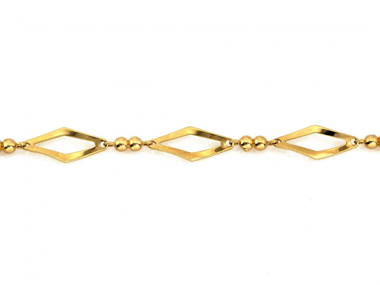 Bransoletka złota z kulek i rombów