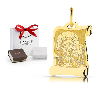 Złoty medalik 585 Matka Boska z dzieciątkiem - zawieszka