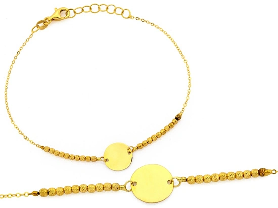 Bransoletka złota z diamentowanymi kulkami łańcuszkowa