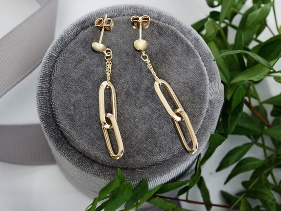 Kolczyki złote długie wiszące z dużymi ogniwami