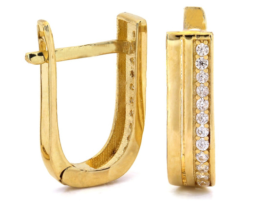 Kolczyki złote angielskie z cyrkoniami