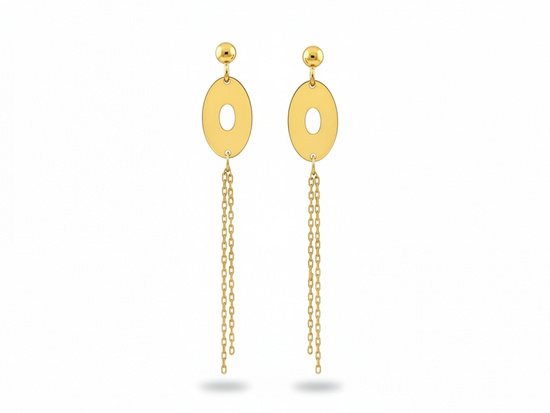 Kolczyki złote długie wiszące na sztyfcie