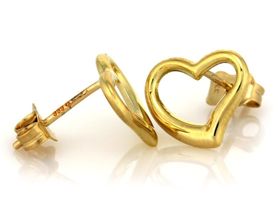 Kolczyki złote serduszka na sztyft
