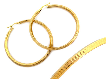 Kolczyki złote zdobione koła grube 50mm