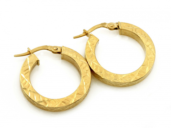 Kolczyki złote koła grube zdobione