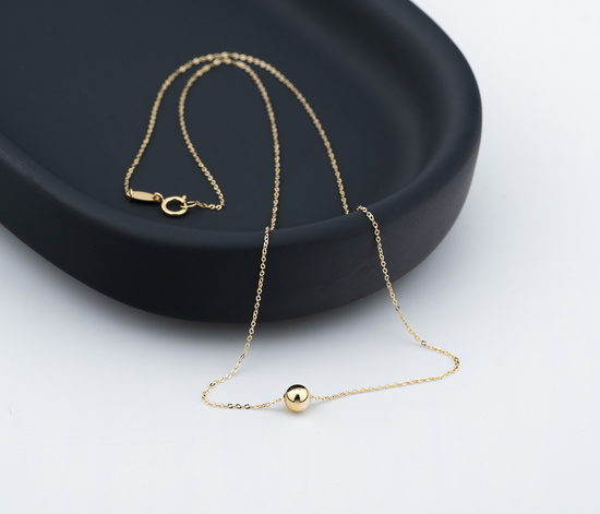 Złoty naszyjnik 585 z kulką, kuleczką