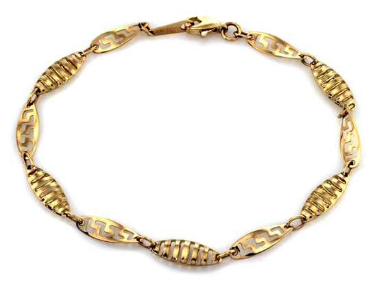 Złota bransoletka z ażurowych owalnych elementów