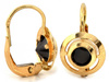 Złote kolczyki angielskie z onyksem