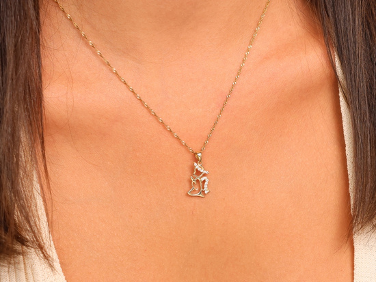 Zawieszka złota Aniołek z cyrkoniami