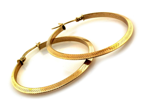 Kolczyki złote koła 35mm frezowane