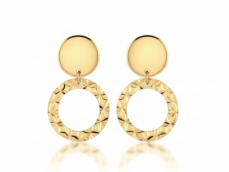 Kolczyki złote na sztyfcie z wiszącym małym kółkiem