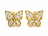 Kolczyki złote motyl z cyrkoniami na sztyfcie