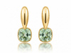Kolczyki złote z wiszącym zielonym topazem