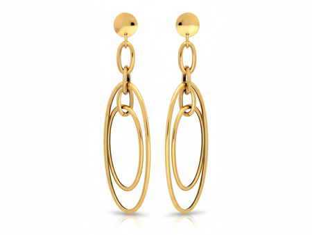 Kolczyki złote długie z dużych ruchomych obręczy