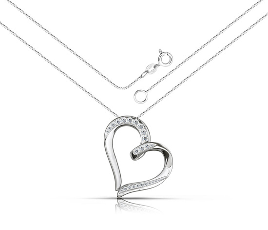 Naszyjnik srebrny 925 z diamentowymi cyrkoniami - serce