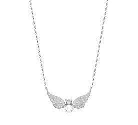 Naszyjnik srebrny 925 z diamentowymi cyrkoniami - pierścionek, skrzydła 