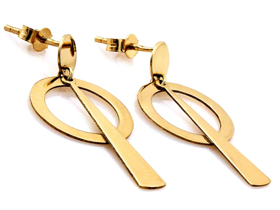 Kolczyki złote wiszące modne nowoczesne