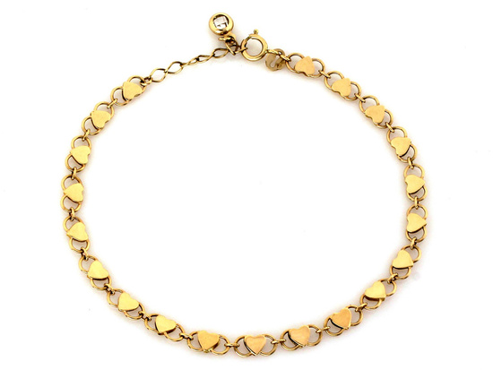 Bransoletka złota z malutkich serc ażurowa