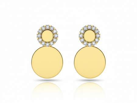 Kolczyki złote na sztyfcie z wiszącą blaszką kółeczkiem