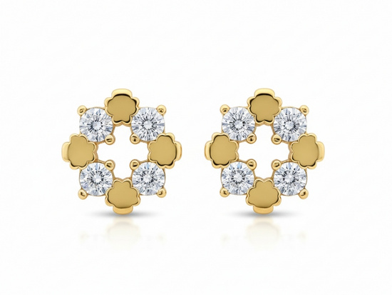 Kolczyki złote kwiatki na sztyfcie