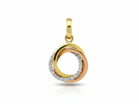 Zawieszka złota trzy kółeczka z cyrkoniami