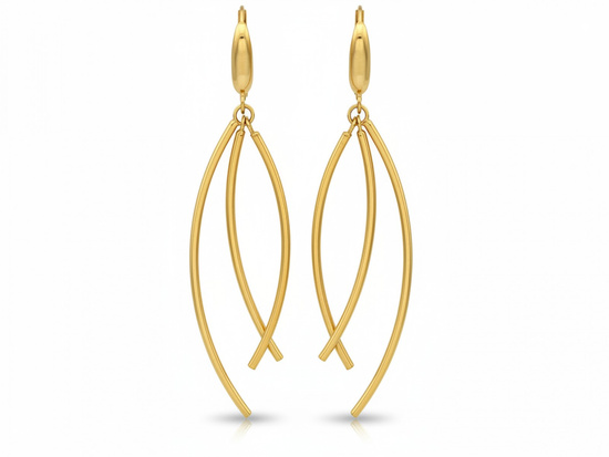 Kolczyki złote potrójne sztywne długie ruchome