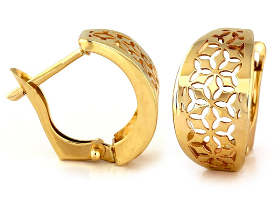Złote kolczyki ażurowe angielskie zapięcie