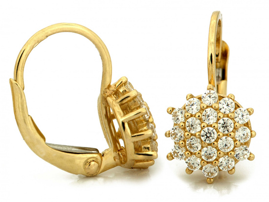 Kolczyki złote angielskie z cyrkoniami
