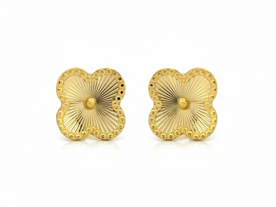 Kolczyki złote kwiatek koniczynka na sztyfcie