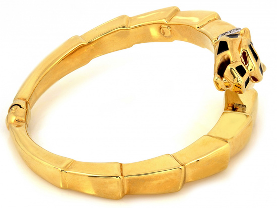 Efektowna sztywna bransoleta jak wąż z czarną emalią