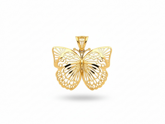 Złota zawieszka ażurowy motyl misterny wzór
