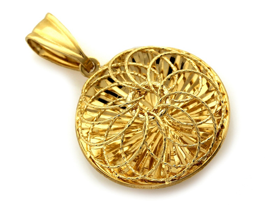 Zawieszka złota okrągła ażurowa przestrzenna 