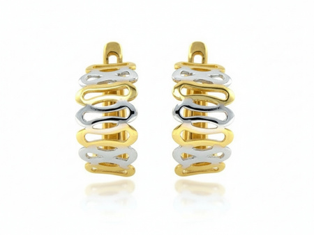 Dwukolorowe kolczyki złote