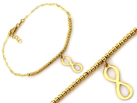 Bransoletka złota z kulkami i nieskończonością