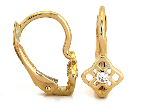 Delikatne złote kolczyki angielskie z cyrkonią