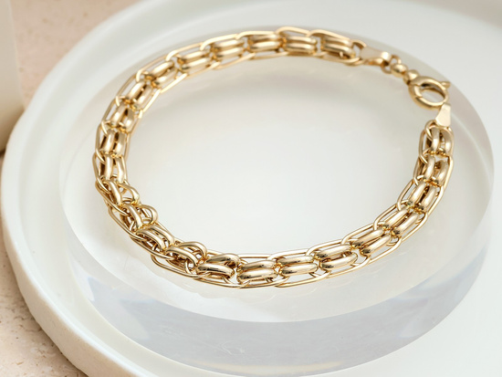 Bransoletka złota gruby splot z przeplatanych ogniw