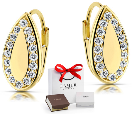 Złote kolczyki 585 z cyrkoniami - klasyczne