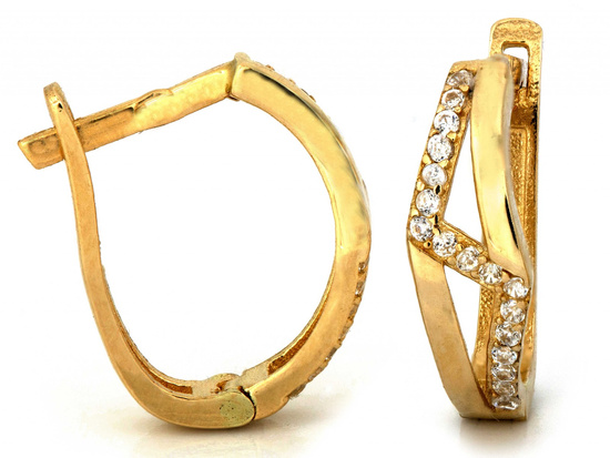 Kolczyki złote angielskie z cyrkoniami