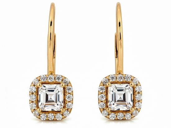 Kolczyki złote angielskie z cyrkoniami